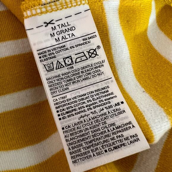 Old Navy Womens Sweater Striped Long Sleeve Tunic Pullover Yellow White Med Tall - Picture 7 of 7